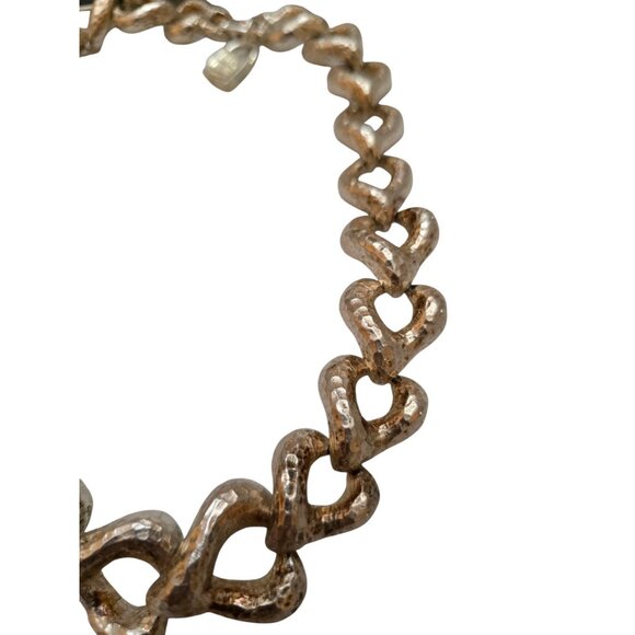 Vintage 80s Rare Alexis Lahellec Paris NOS Matte Silver Metal Heart Necklace - Picture 6 of 10